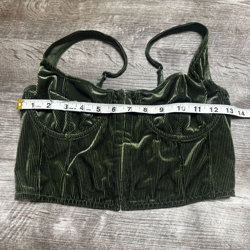 Urban Outfitters Olive Green Velvet Corset Crop Top - Picture 4 of 7